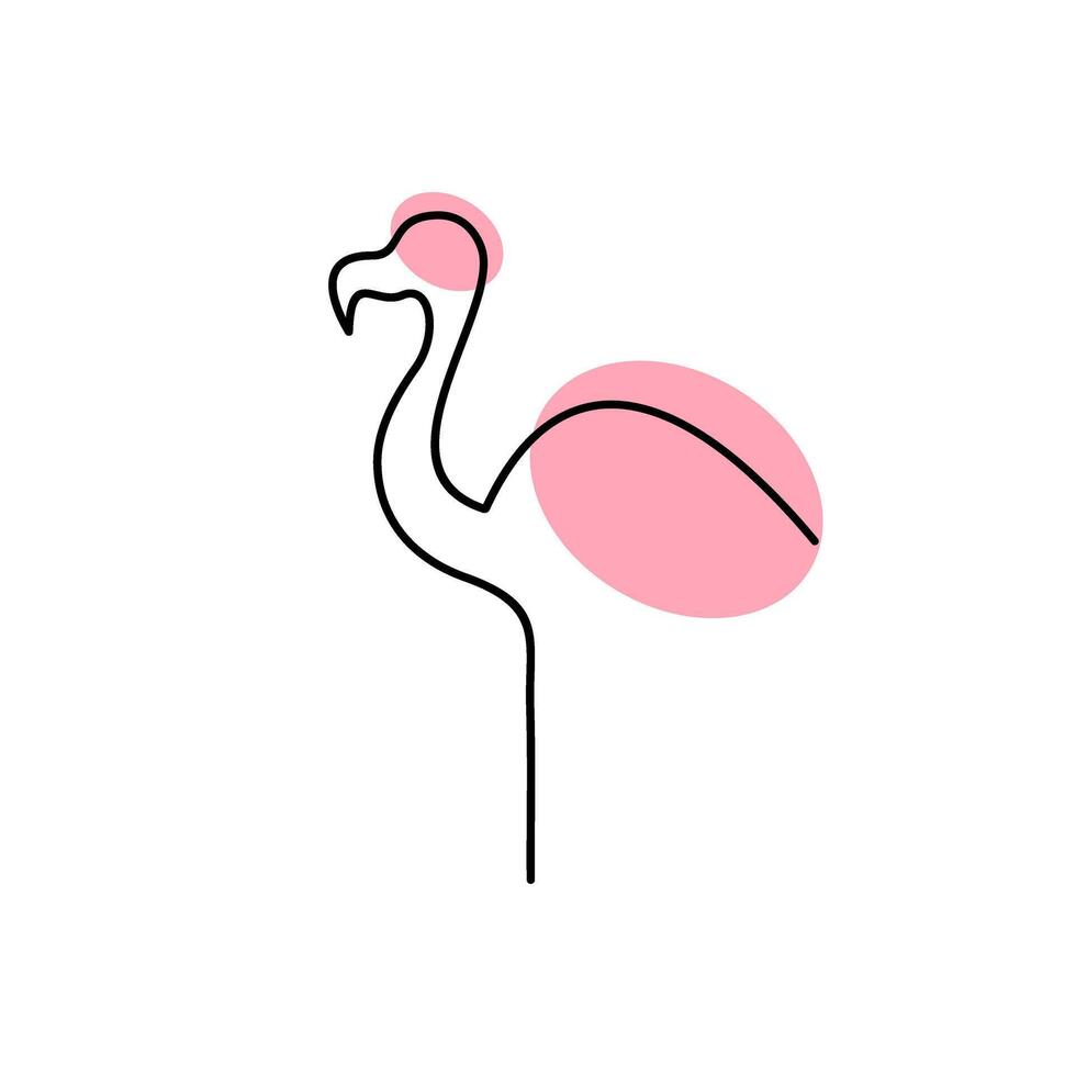 Stylized flamingo illustration with minimalist design elements in pink and black tones vector