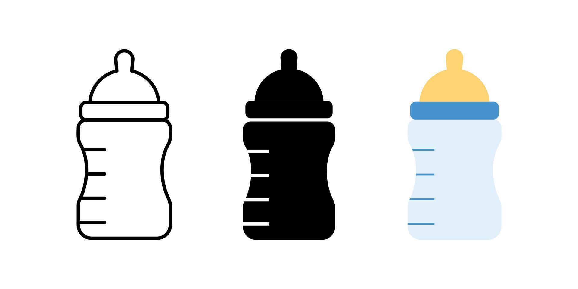 baby bottle icon set. modern design isolated on white background vector