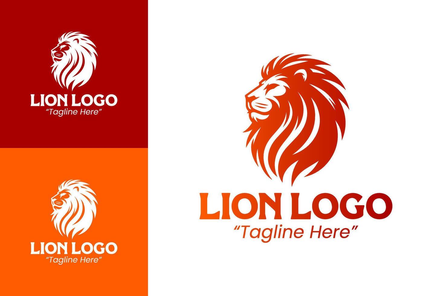 Bold and Creative Lion Logo Design with Orange and Black Color Scheme vector
