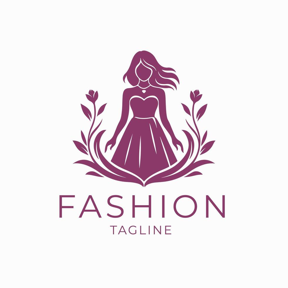 Elegant Fashion Logo with Woman Silhouette vector