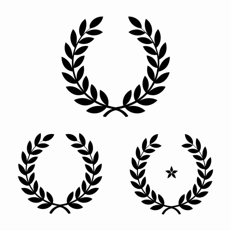 Collection of black and white laurel wreaths vector