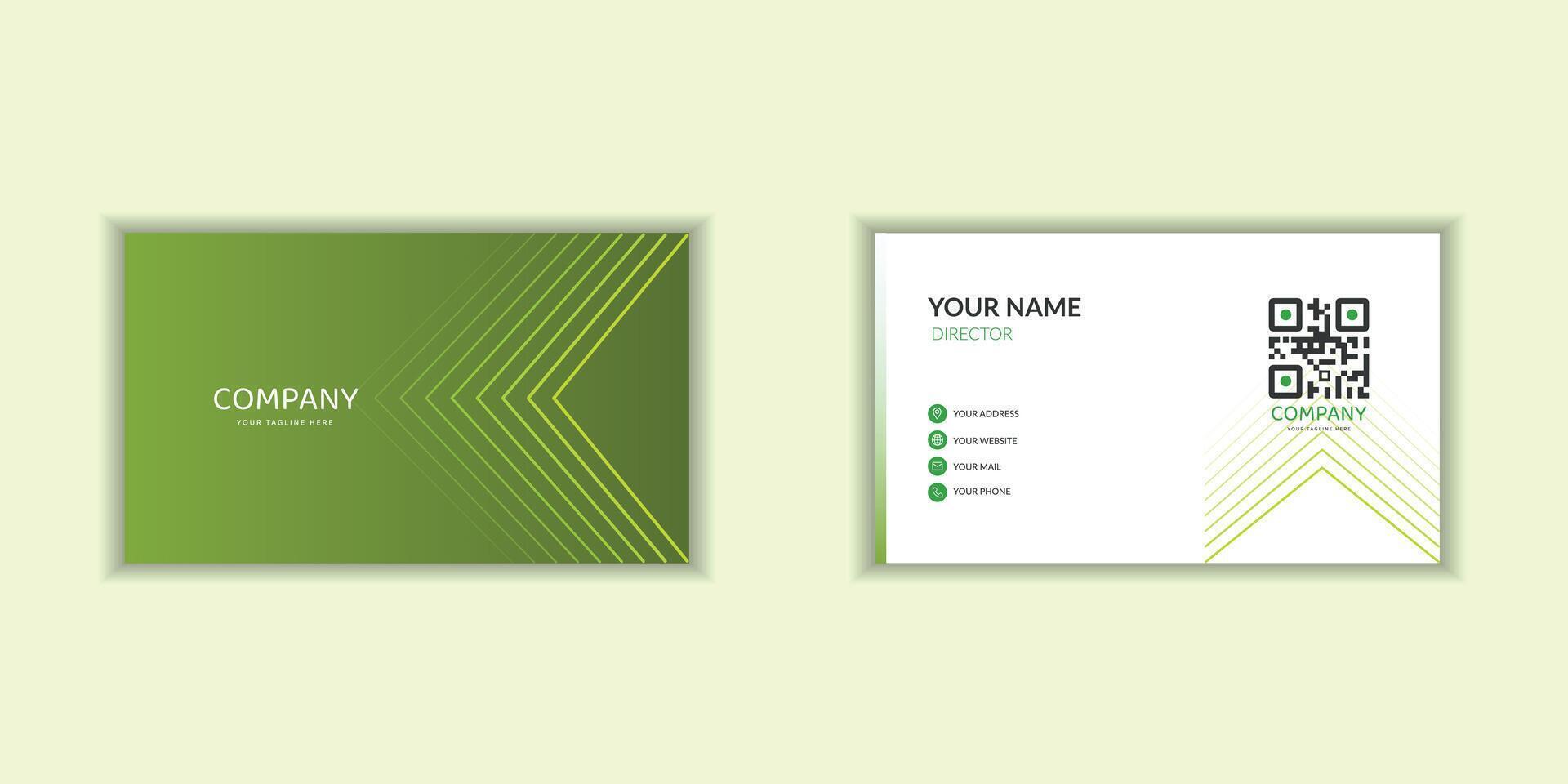 A sleek and modern corporate business card template with a clean design. Ideal for stationery branding with gradient green vector