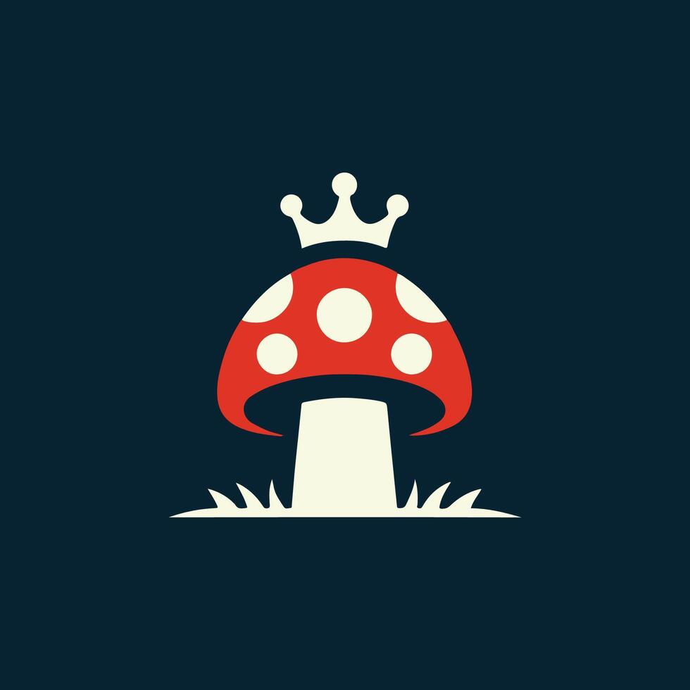 a mushroom with a crown on top vector