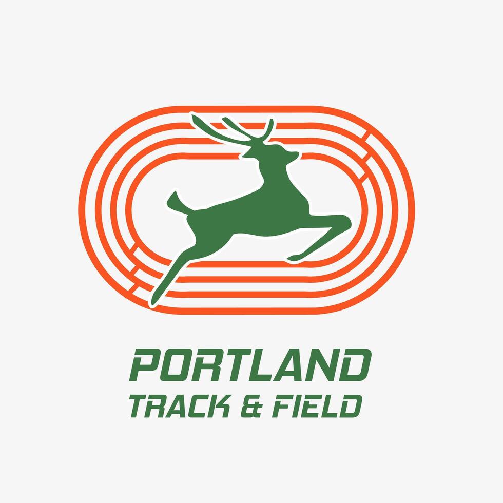 Portland Track and Field Badge with Deer Animal Perfect for Print, Apparel, etc vector