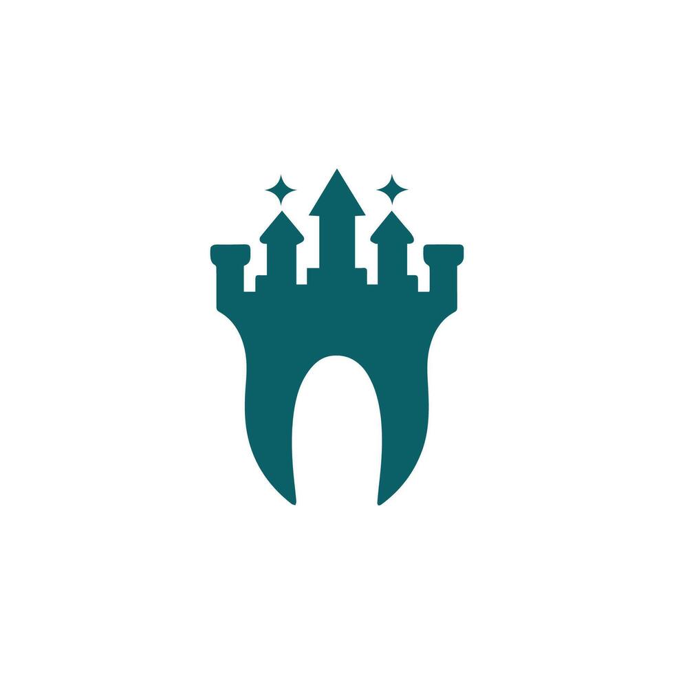 a castle logo with a crown on top vector