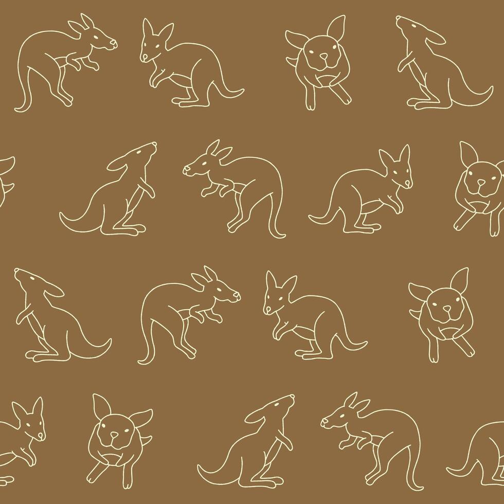 Outline Kangaroo Jump Seamless Pattern Background for Print Fabric Surface Fashion Wrapping vector