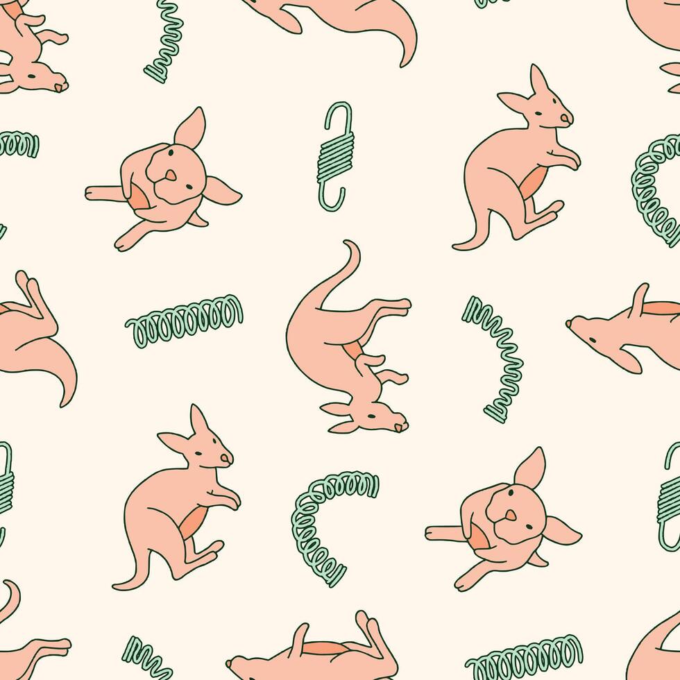Seamless Pattern of Kangaroo Metal Spring Background for Fashion Wrapping Print Fabric Surface vector
