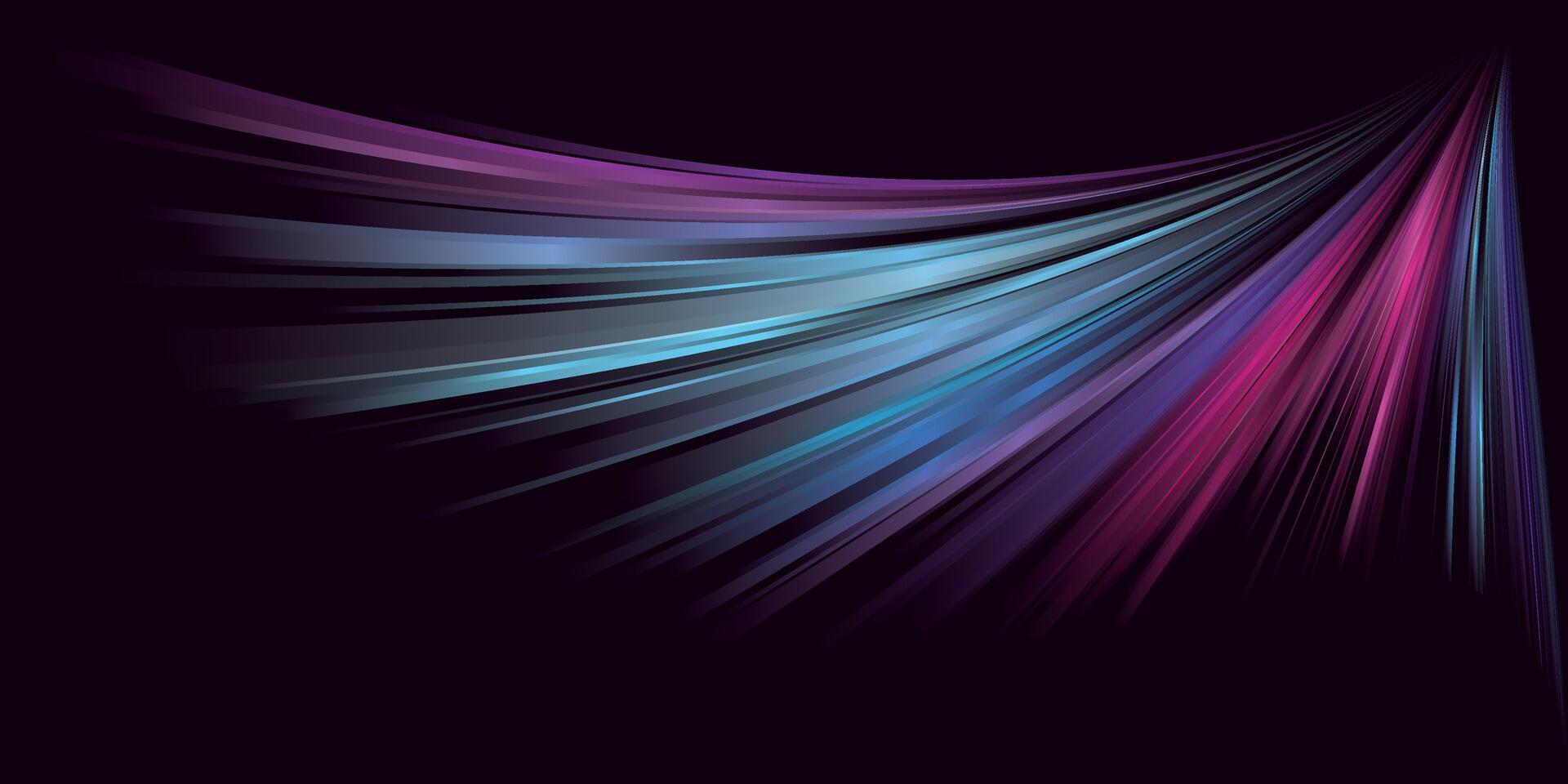 Abstract colorful light dynamic high speed motion on dark purple background graphic illustration. vector