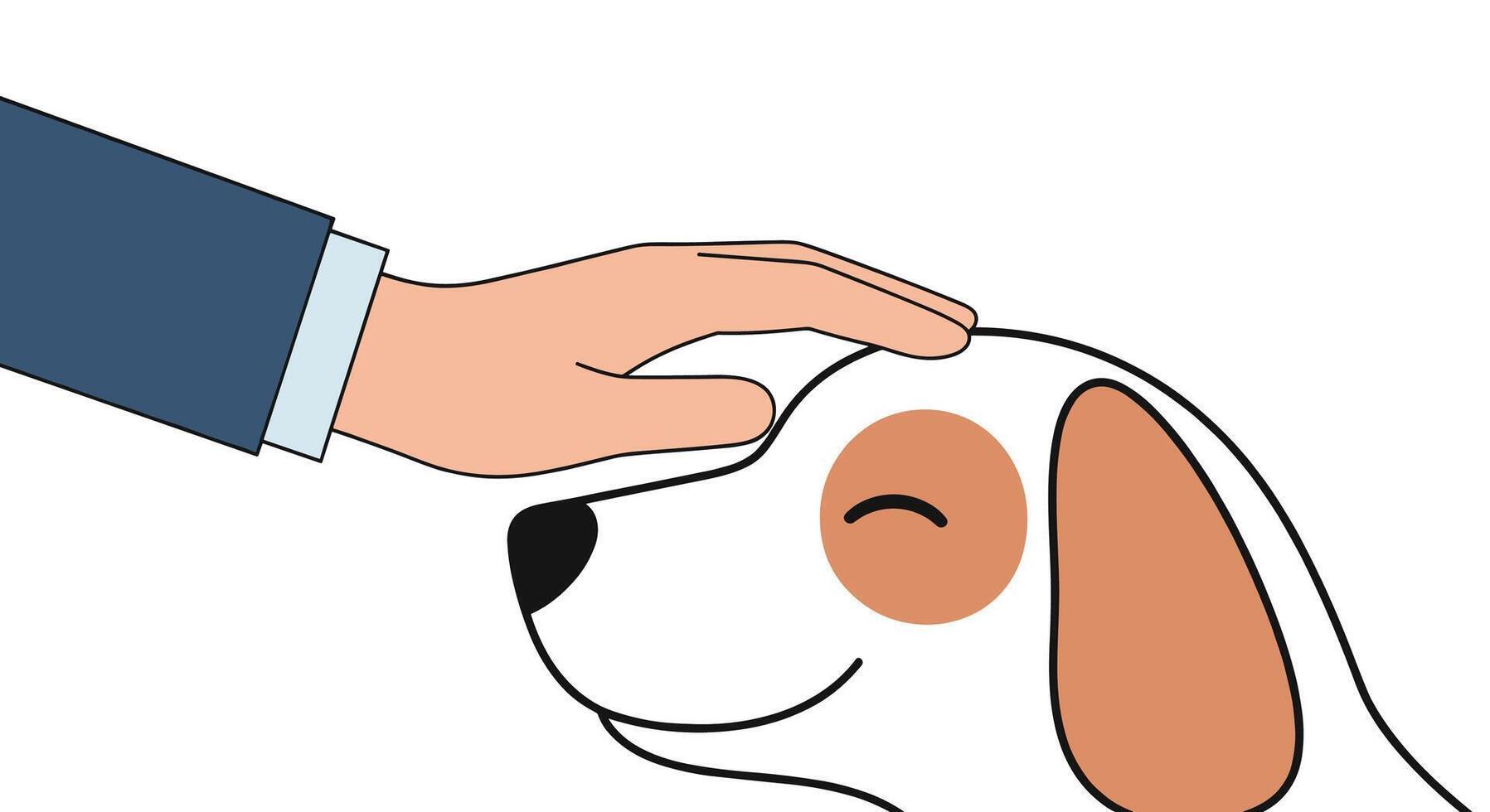 A hand petting a dog's head vector