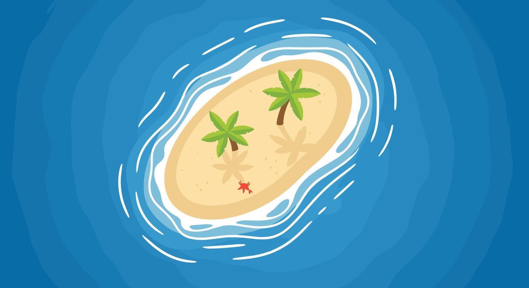 An island with palm trees and a star on top vector