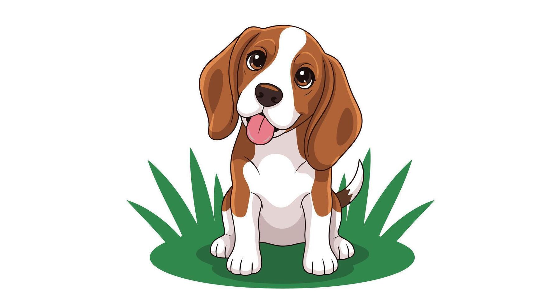 Beagle dog sitting in grass vector