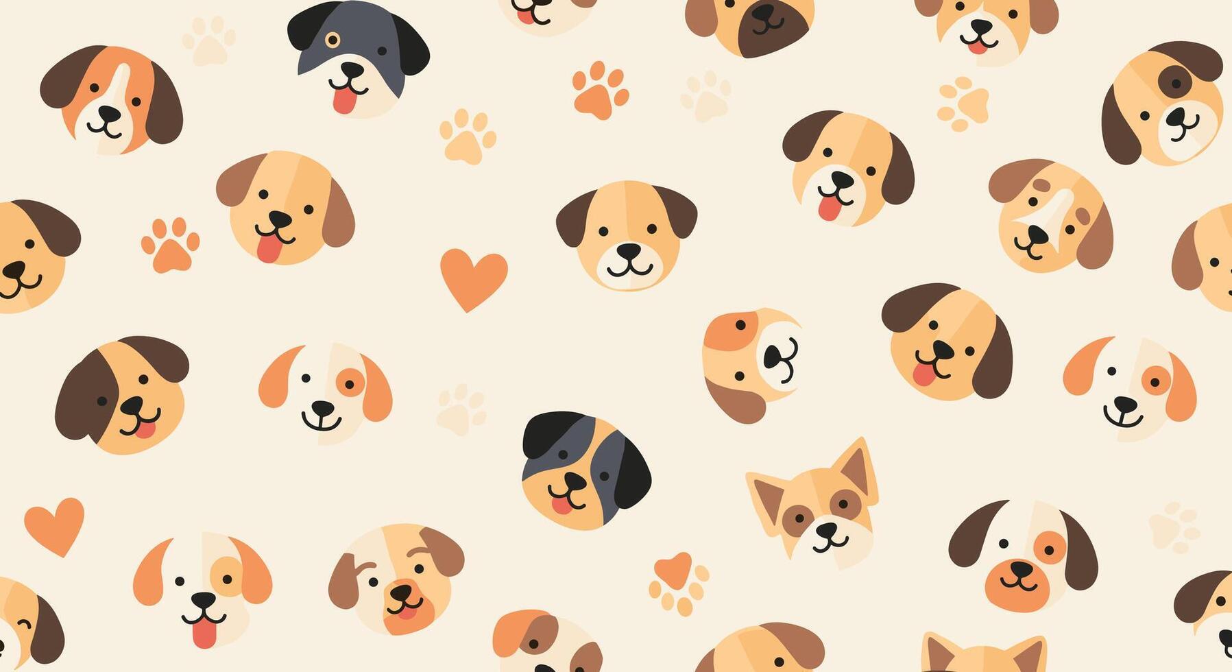 A pattern with many different dogs faces vector