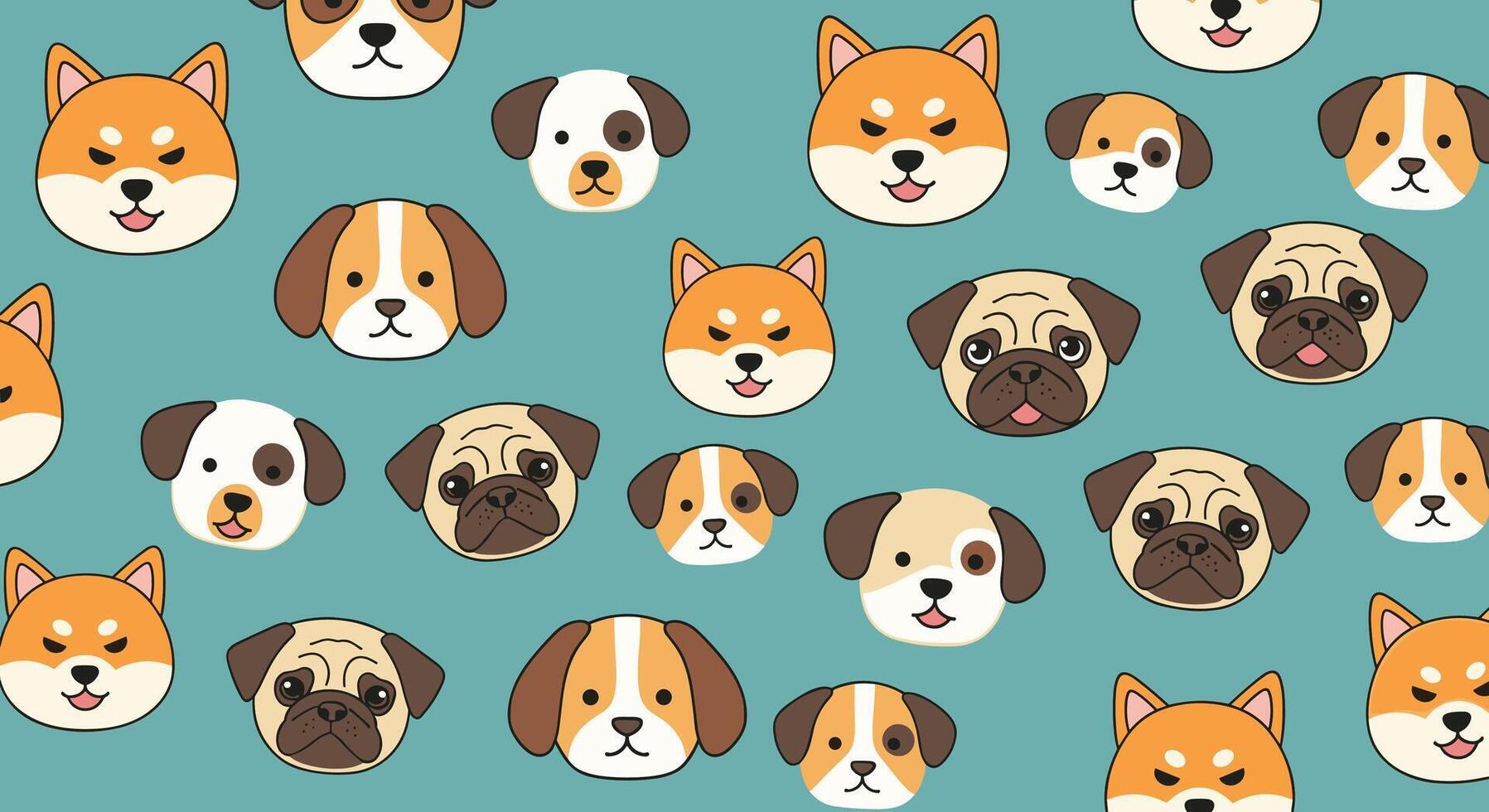 A pattern of dogs with different colors and sizes vector