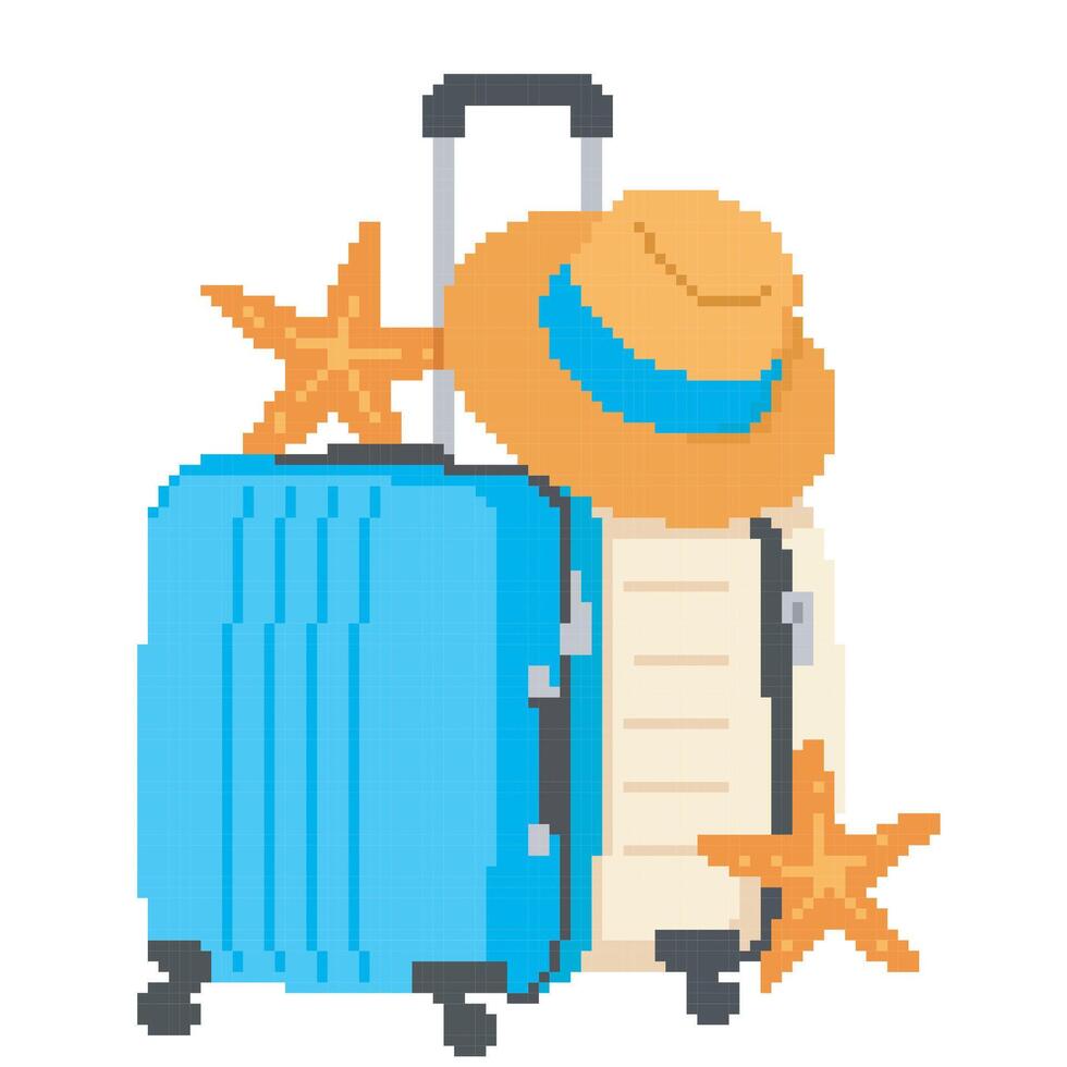 vacation suitcase pixel art vector