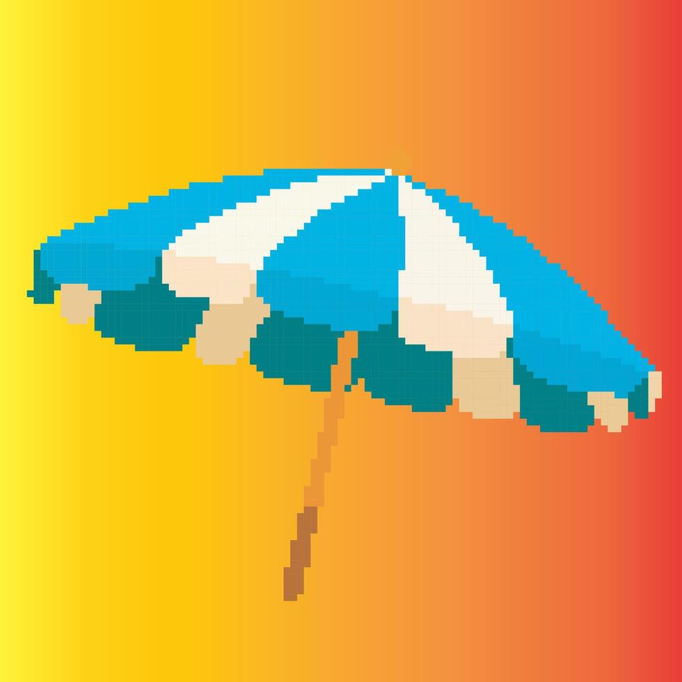beach umbrella pixel art vector