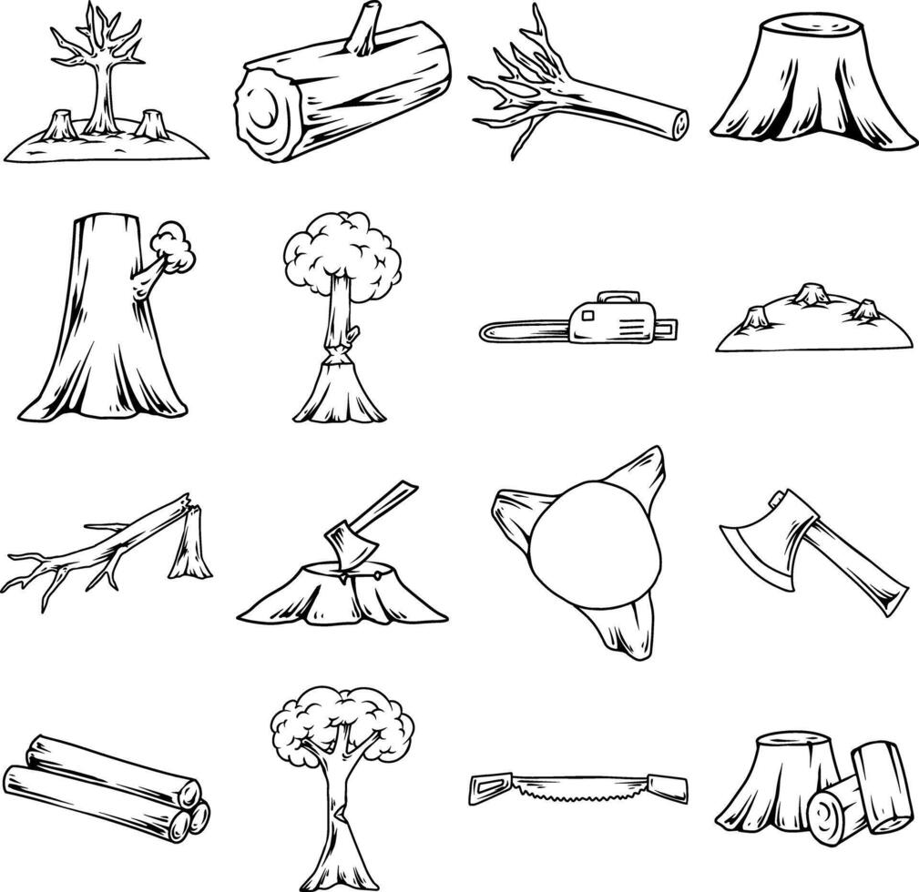 Cartoon Deforestation Elements vector