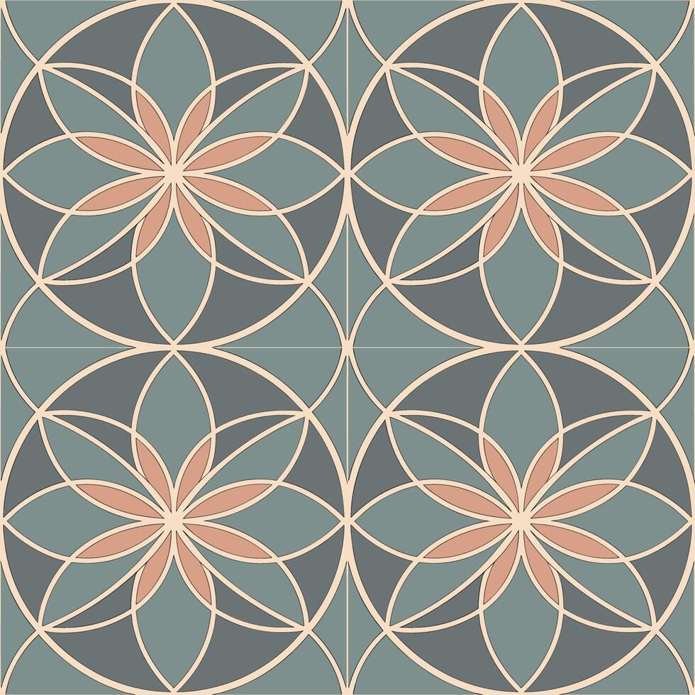 Interlocking Circles and Hexagon Seamless Geometric Pattern vector