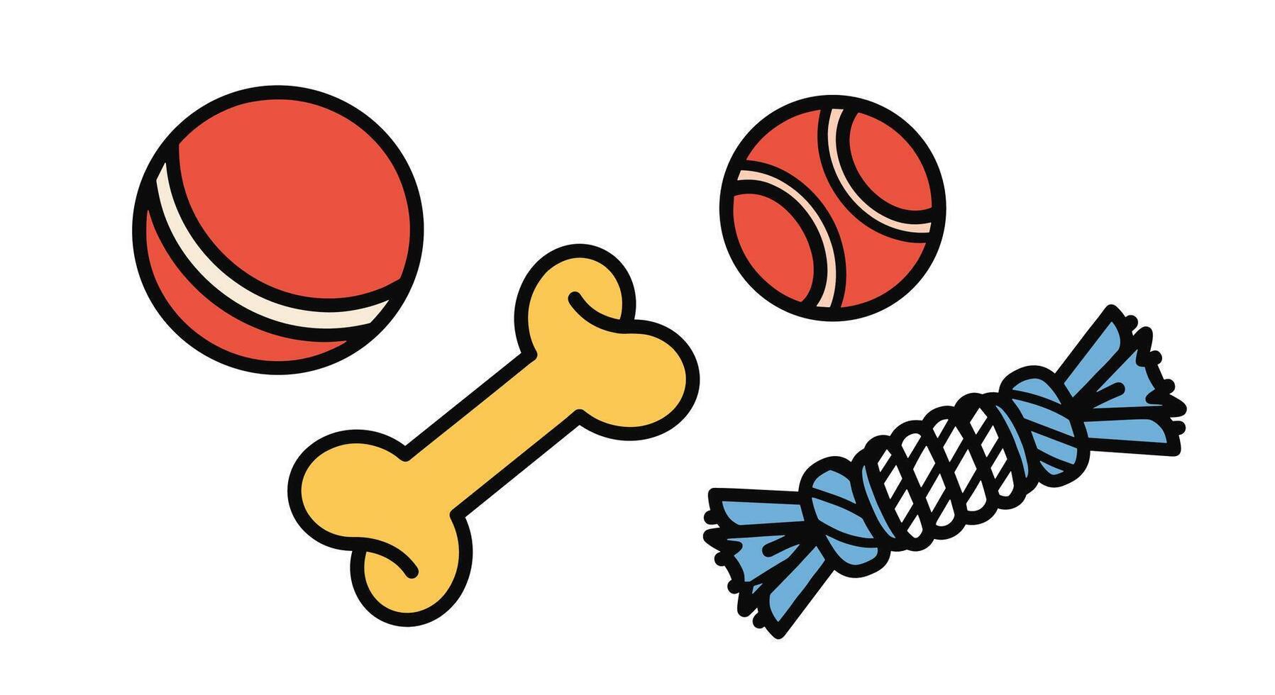 Dog Toys Collection Fun and Entertainment for Your Furry Friend with Balls Bones Ropes vector