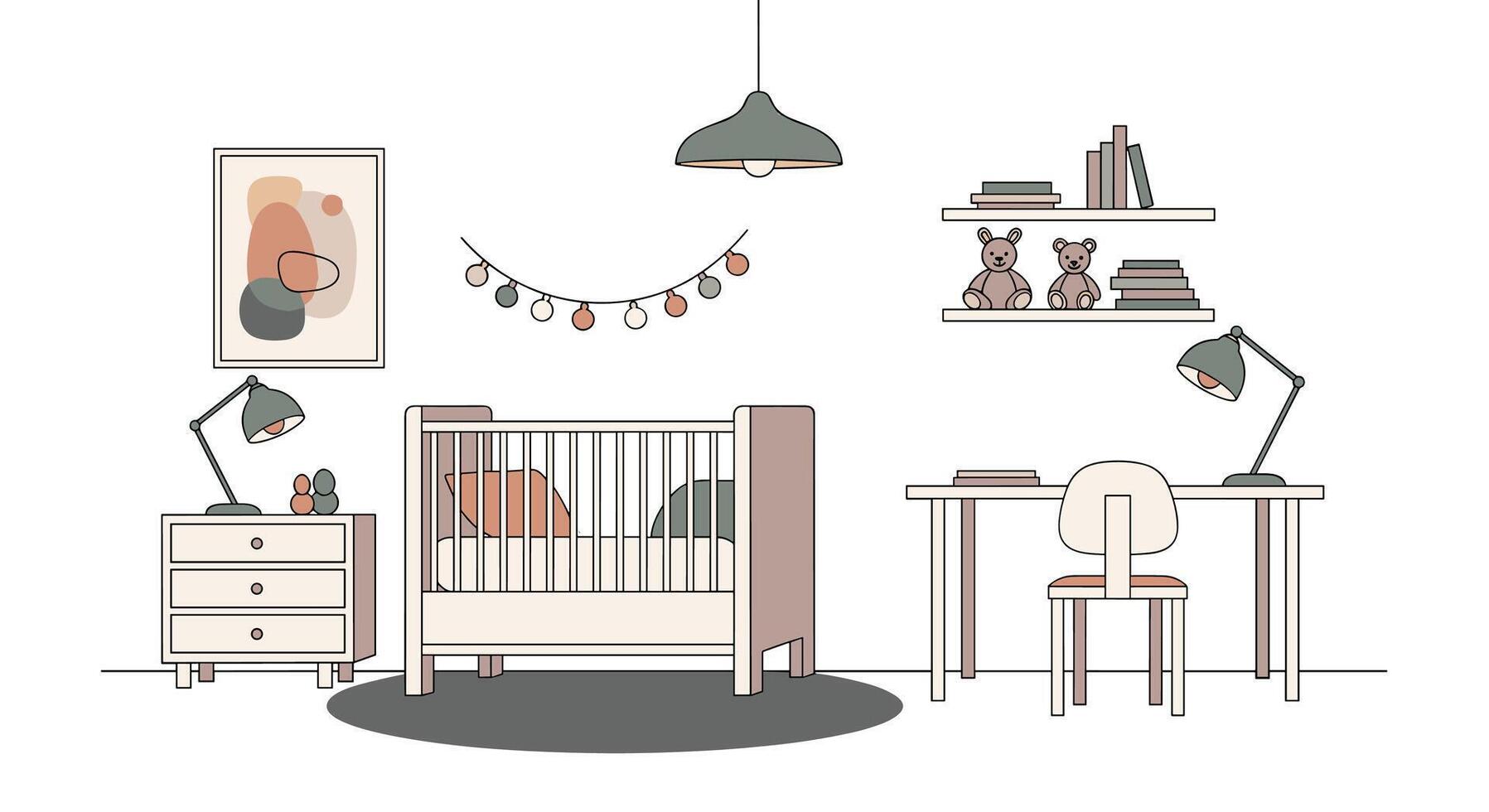 Warm and Inviting Nursery Design for a Peaceful and Happy First Year vector