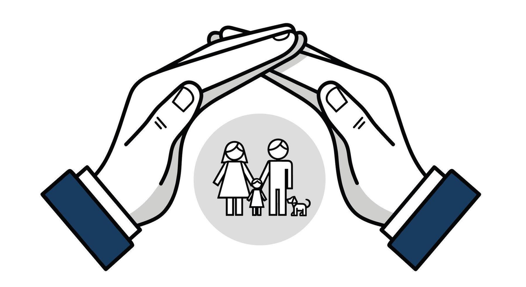 Hands Protecting Family Representing Insurance Security Stability Support Care Peace of Mind Concept vector