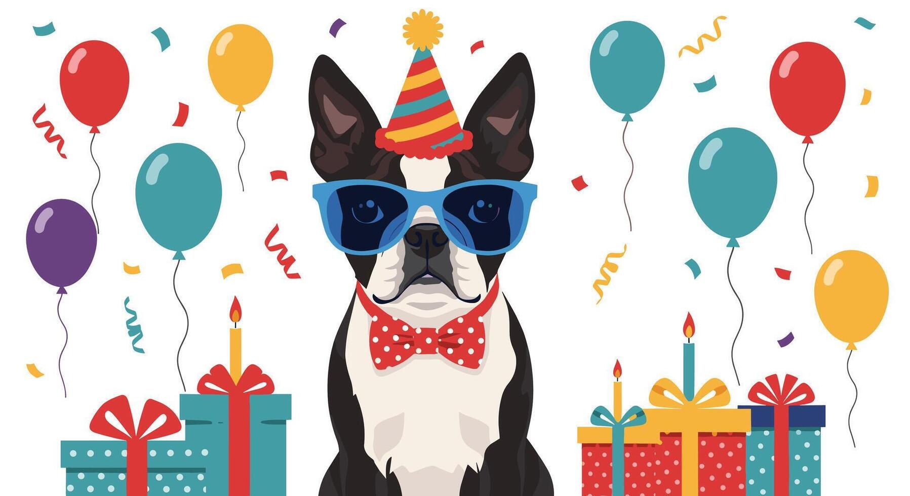 Festive Celebration for the Dog a Birthday Extravaganza with Balloons and Gifts vector