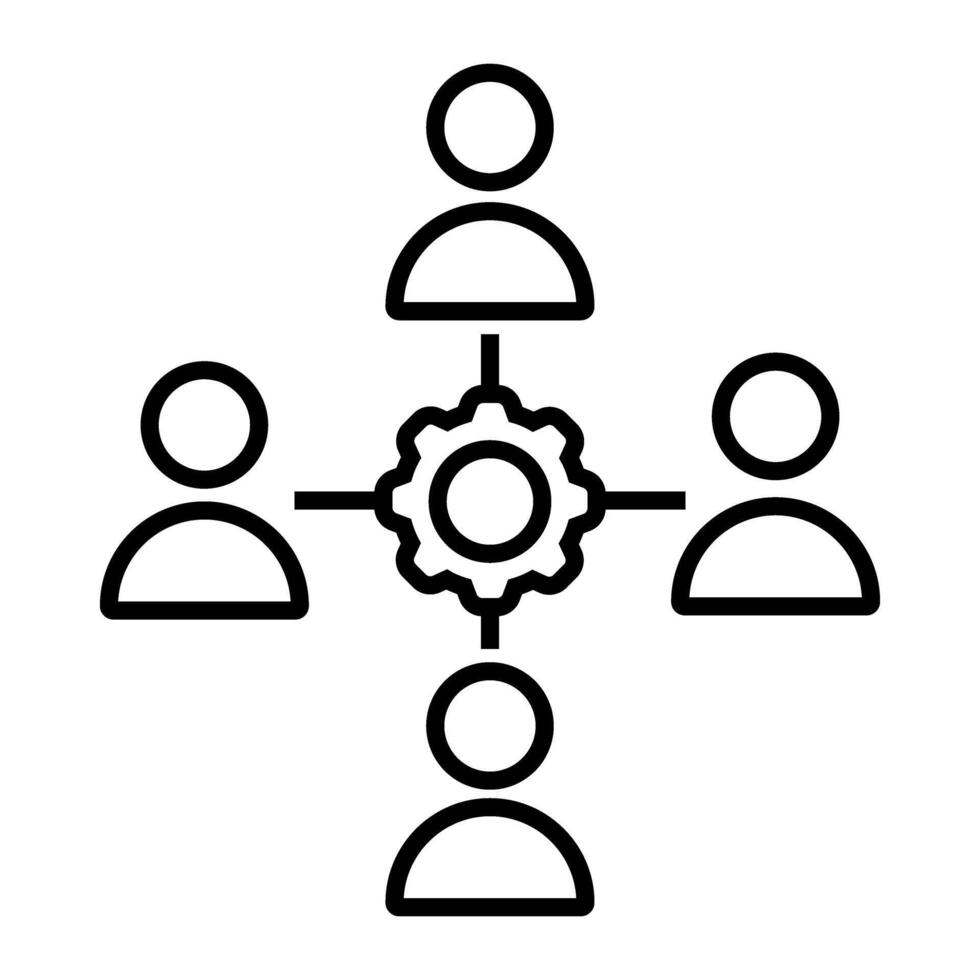 Teamwork Icon . Outline Teamwork Sign. Isolated Contour Symbol Illustration vector