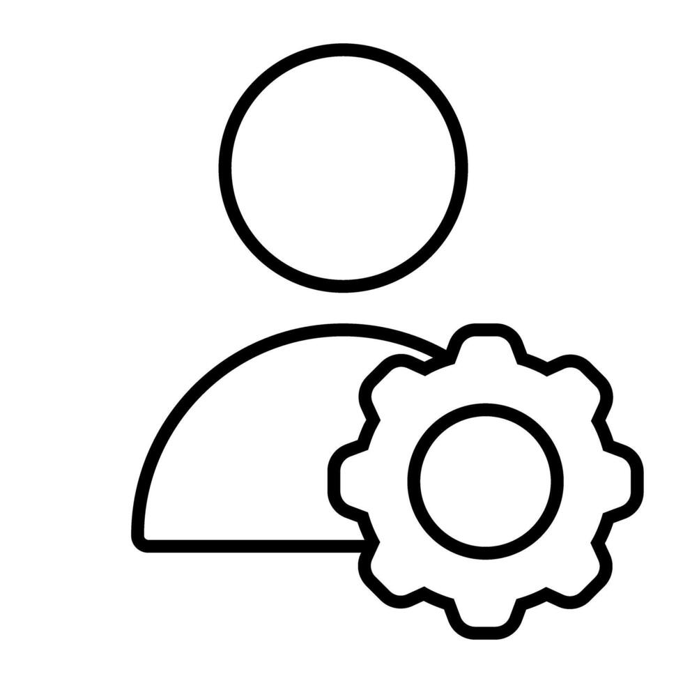 User with gear , Social media line design icon editable outline vector