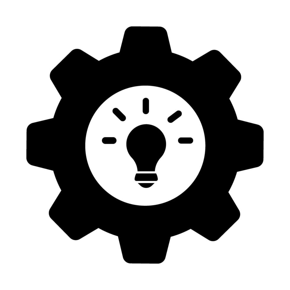 Gear and lightbulb icon. Idea symbol. Flat illustration. vector