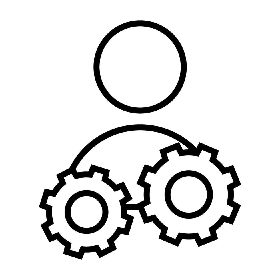 User Icon with Cogwheel, Flat Glyph Pictogram illustration vector