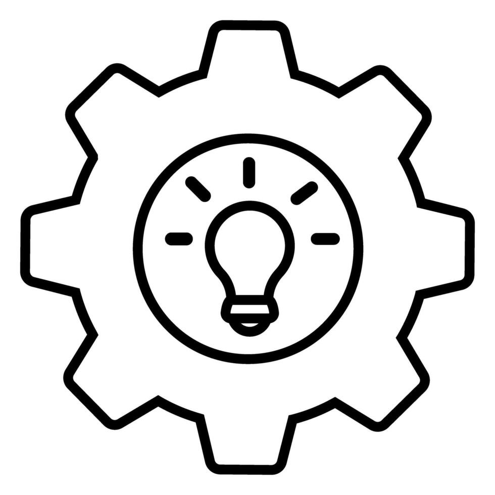 Gear with light bulb icon. Outline gear with light bulb icon for web design isolated on white background vector