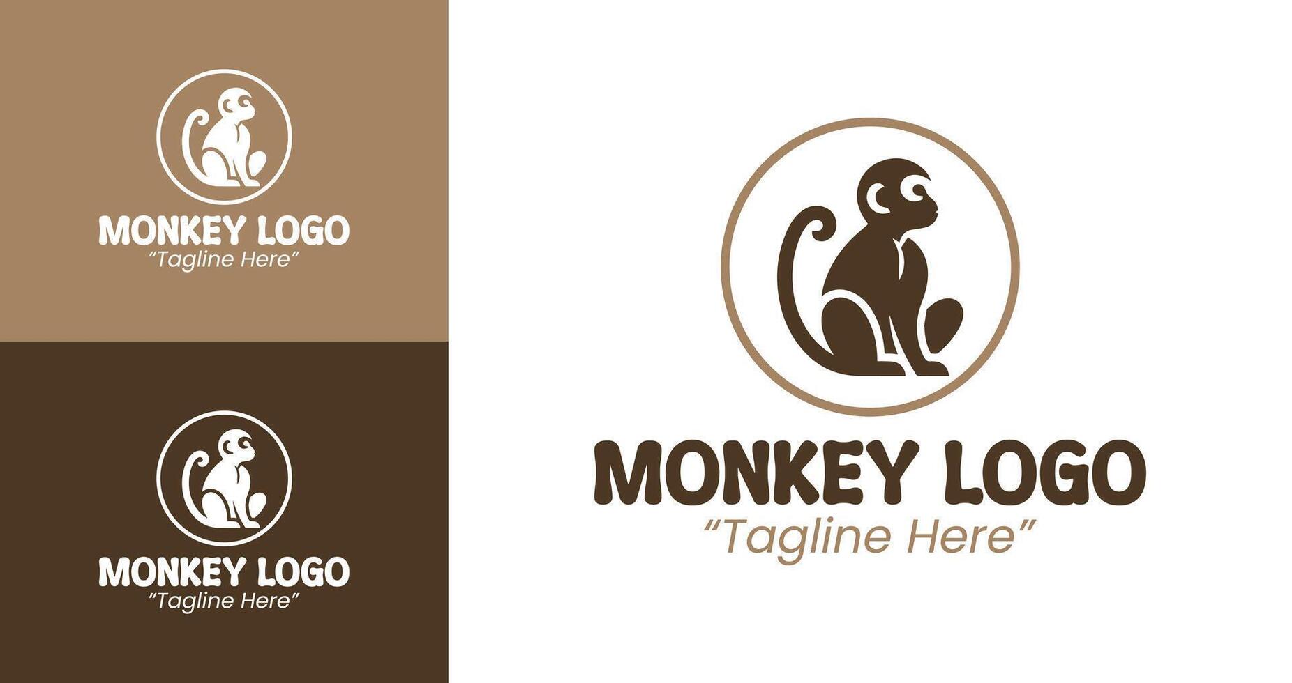 Fun and Dynamic Monkey Logo Design in Brown for Business Identity vector