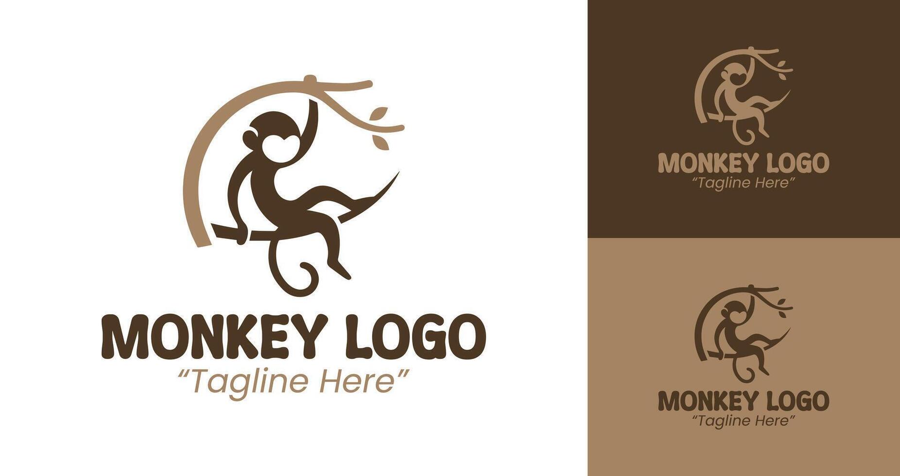 Playful and Clean Monkey Logo Design with Brown for Business Branding vector