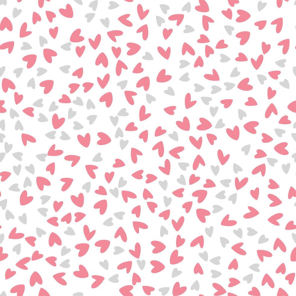 Seamless pattern in a simple childish style. Cute pink and gray hearts on white background. Valentine's Day pattern vector
