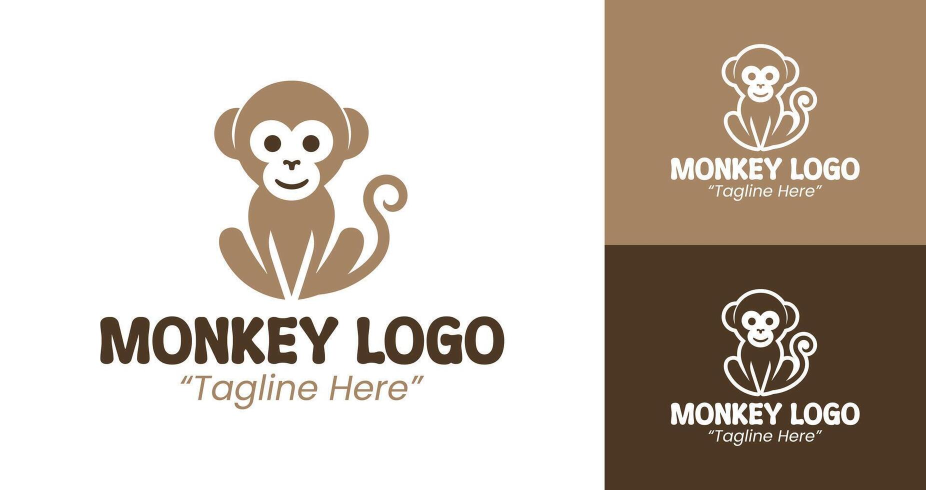 Modern and Unique Monkey Logo with Brown Colors for Branding vector