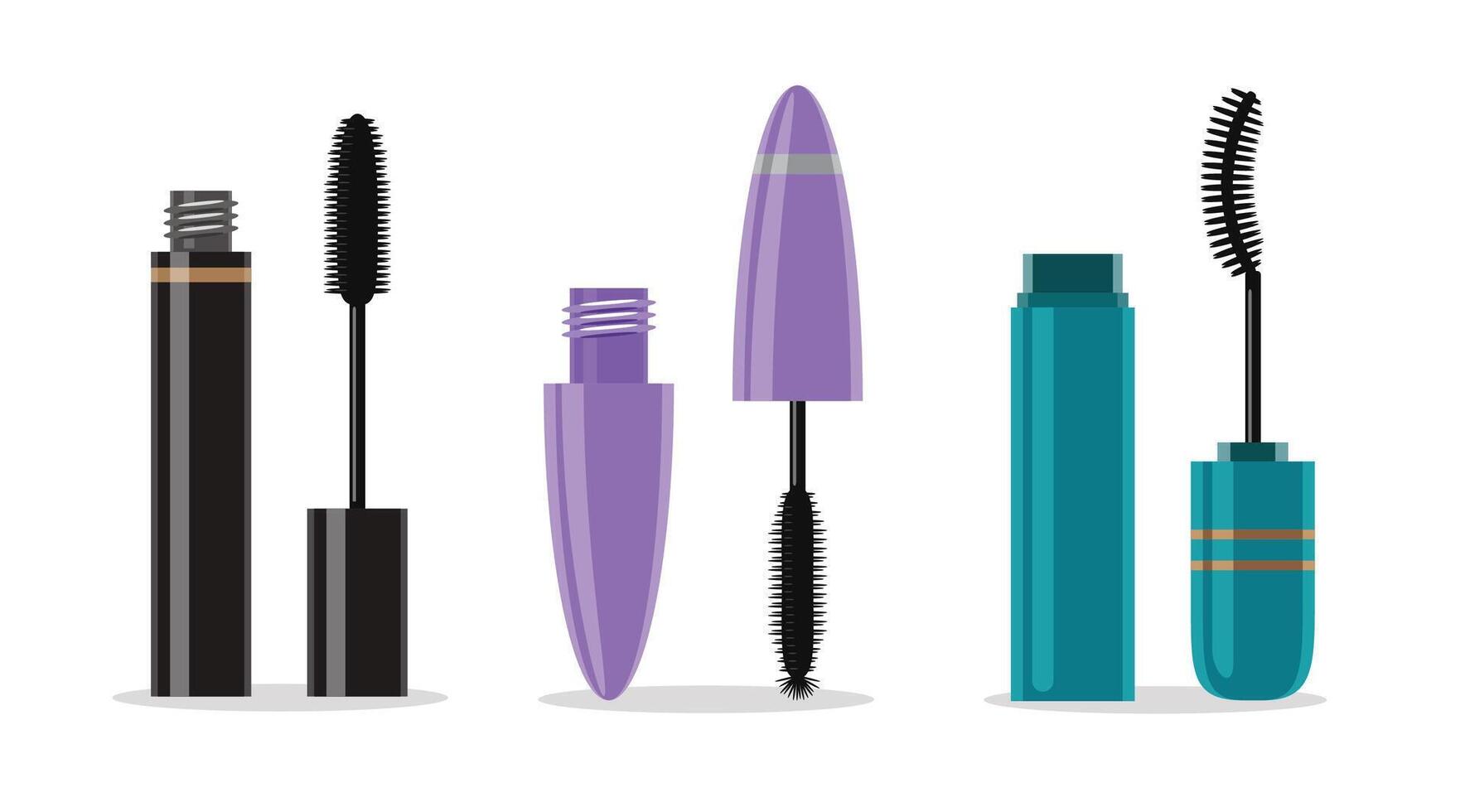 Set of Mascara Tubes and Brushes Packaging vector