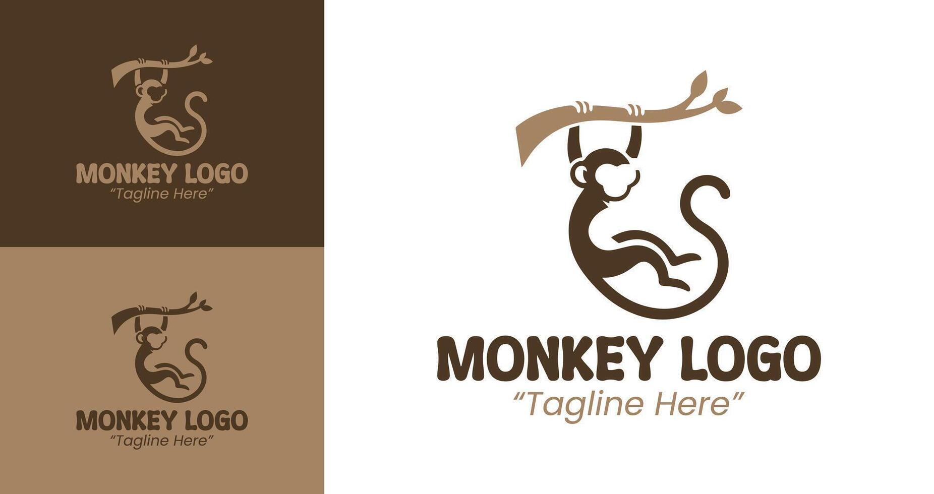 Professional and Creative Monkey Logo for Branding and Business Identity in Brown vector