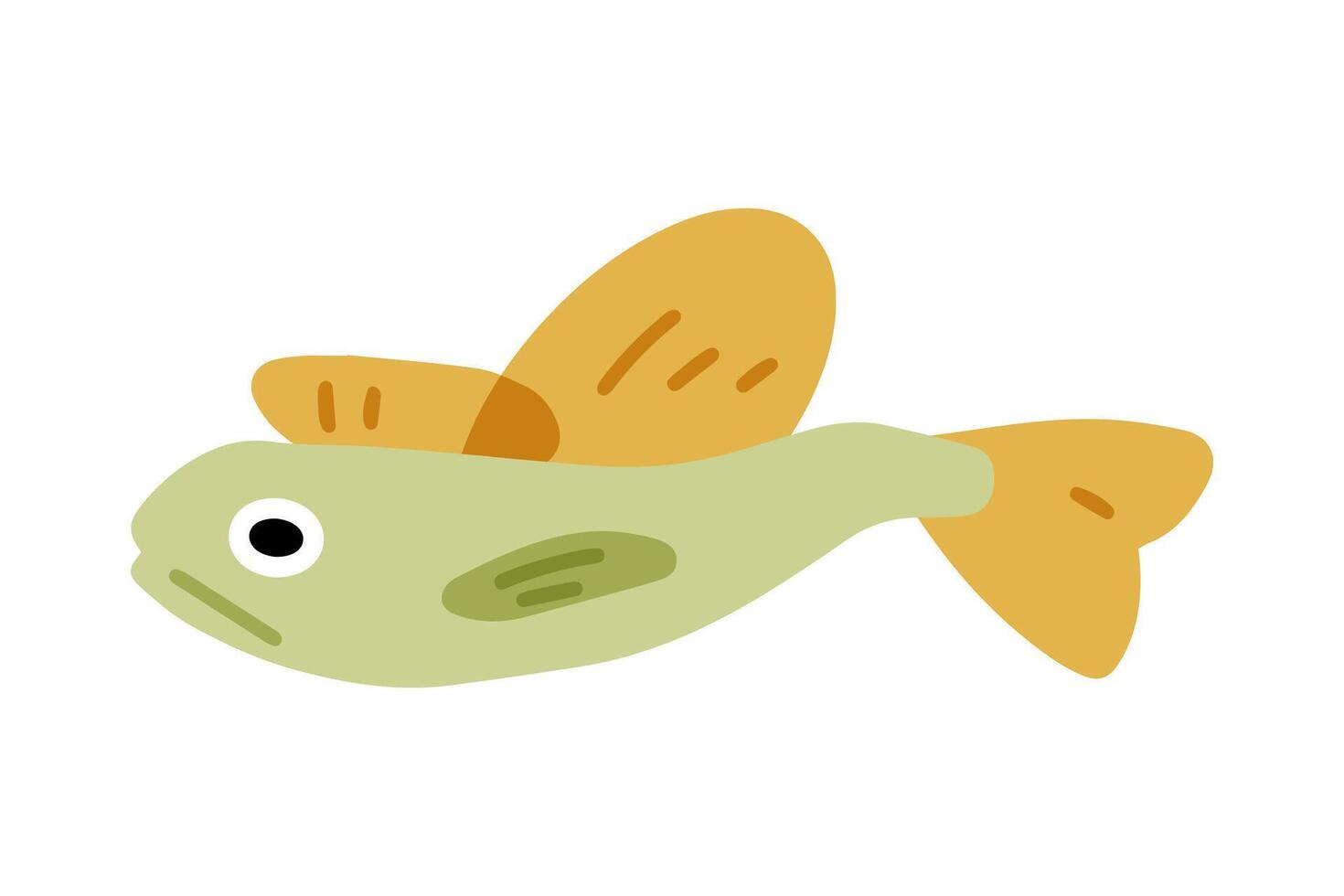 Cartoon Green And Orange Fish vector