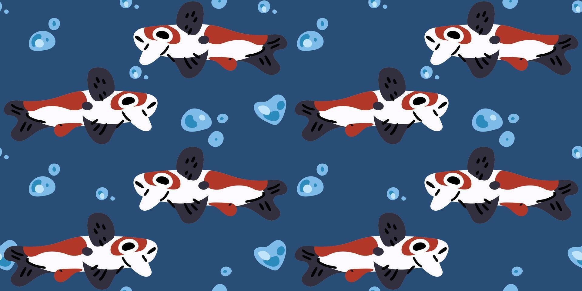 Seamless Koi Fish Underwater Pattern vector