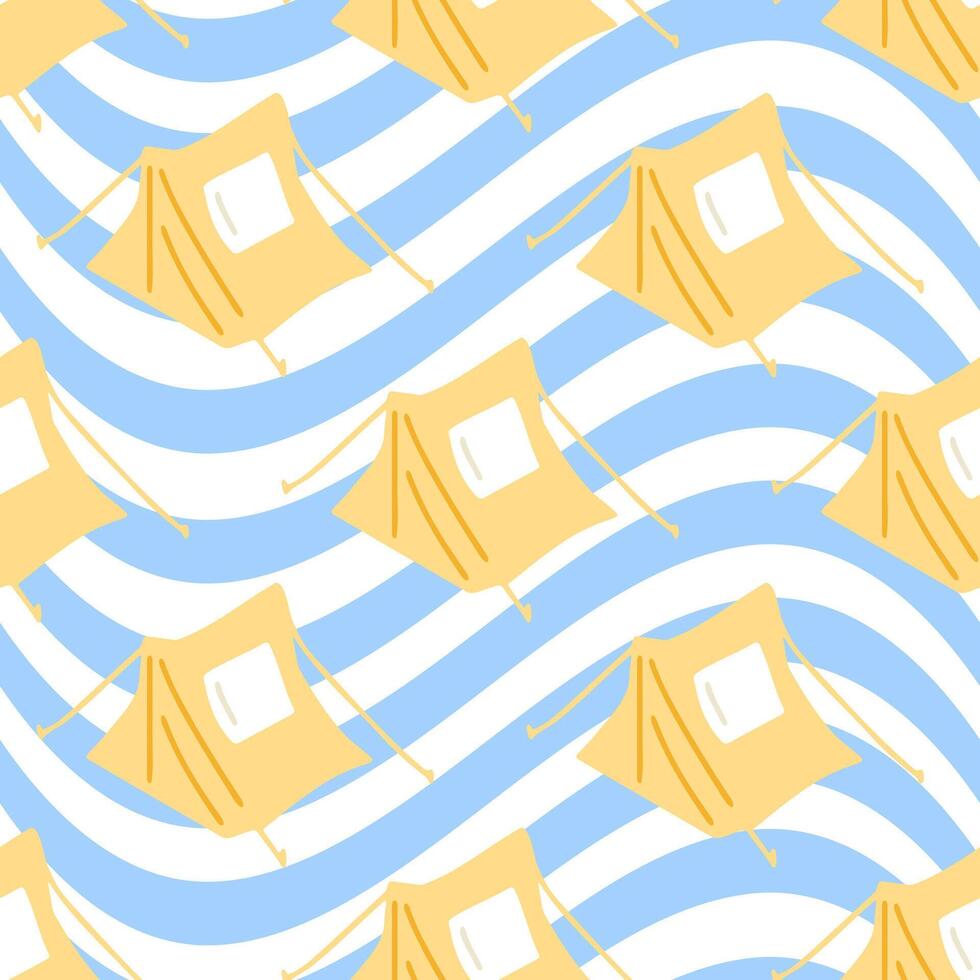Seamless Camping Tent Summer Pattern vector