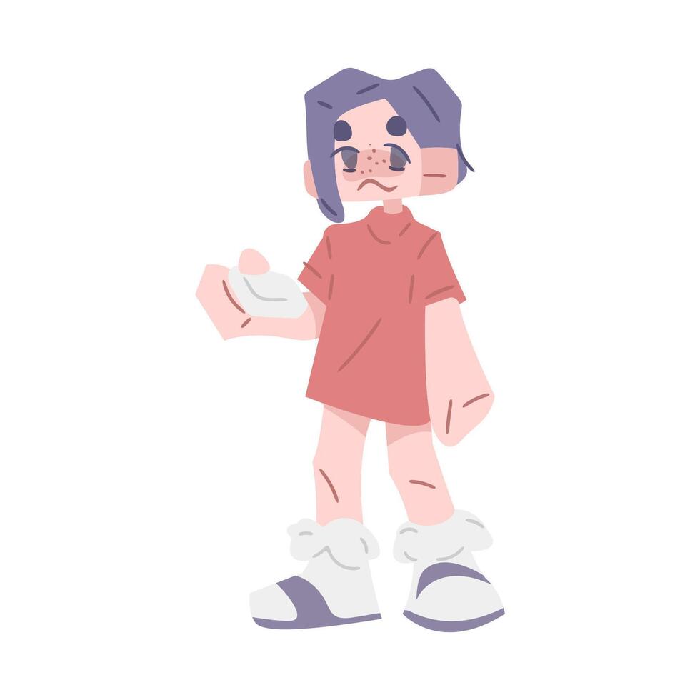 Cartoon Character With Skincare Pad vector