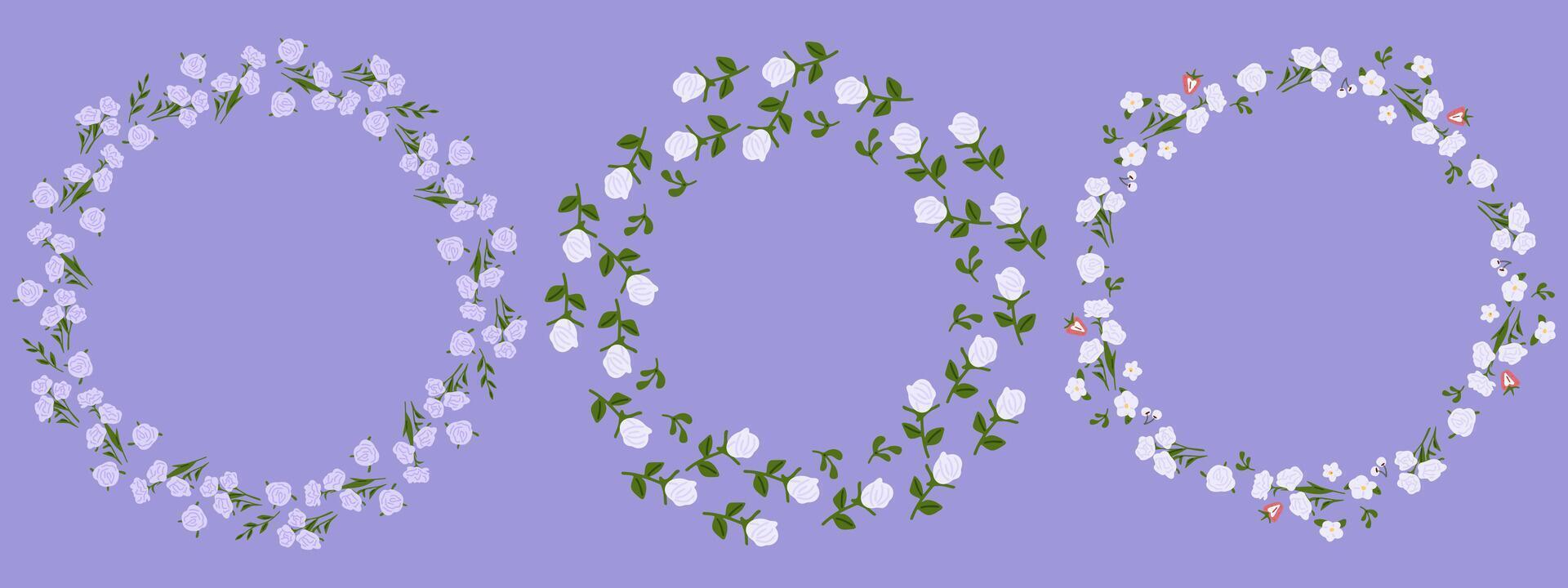 Pastel Floral Wreath Frame Set vector