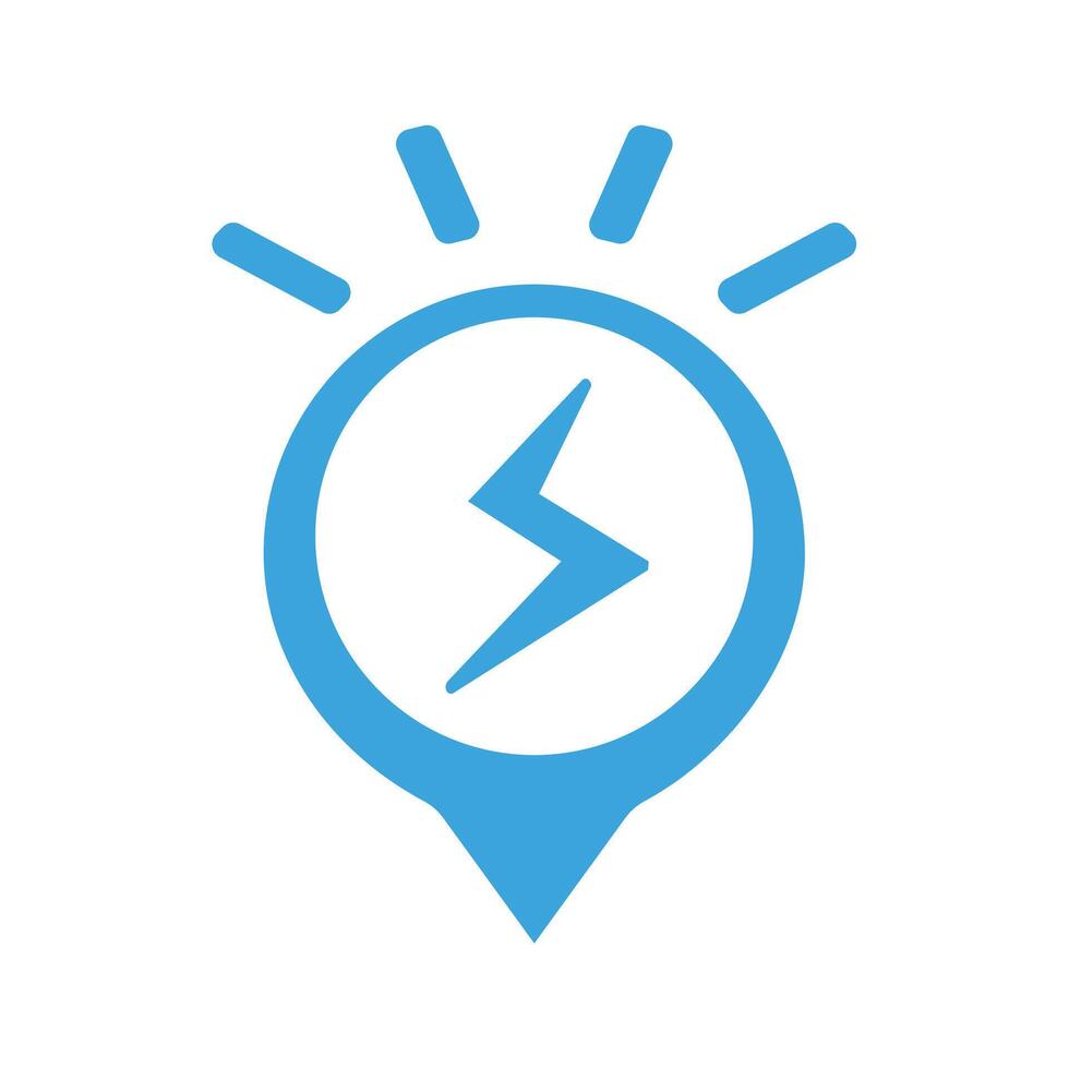 Bright blue marker icon featuring a lightning bolt, symbolizing energy, speed, and quick solutions. Ideal for power related concepts, rapid problem solving, or dynamic alerts in digital designs vector