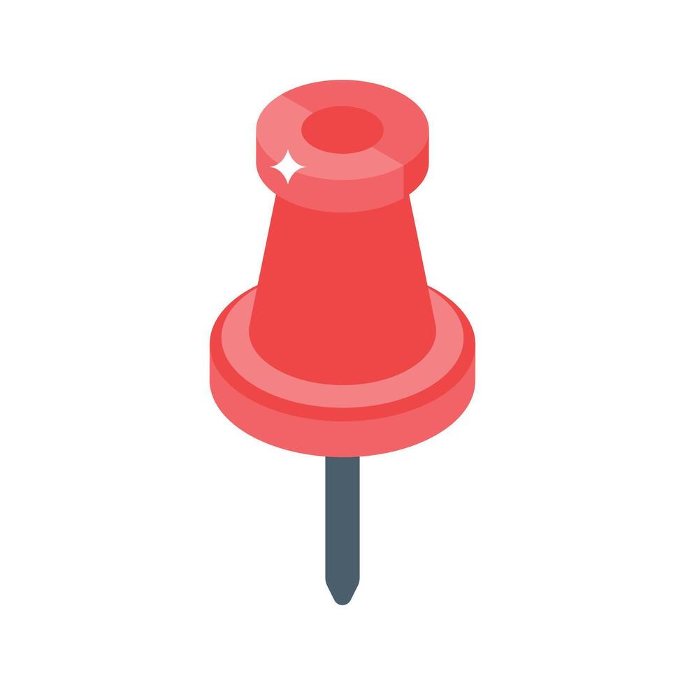 A modern isometric icon of colorful pushpin vector