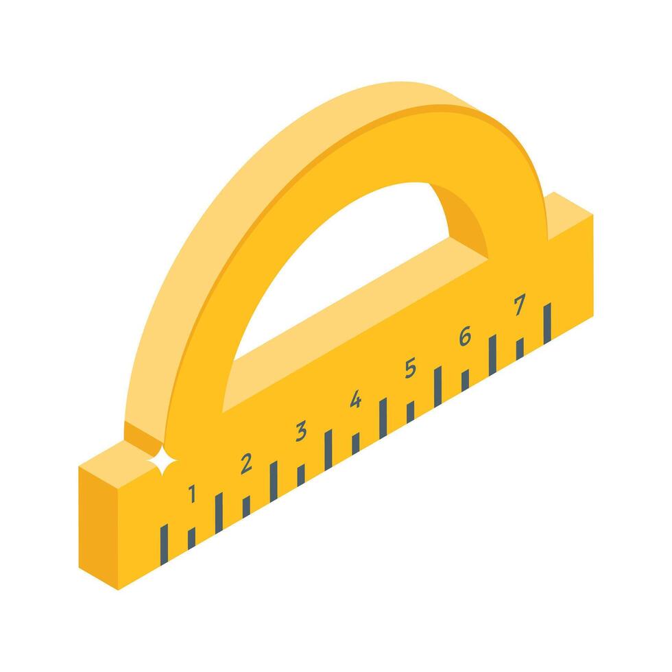 Easy to edit isometric icon of angular protractor tool vector