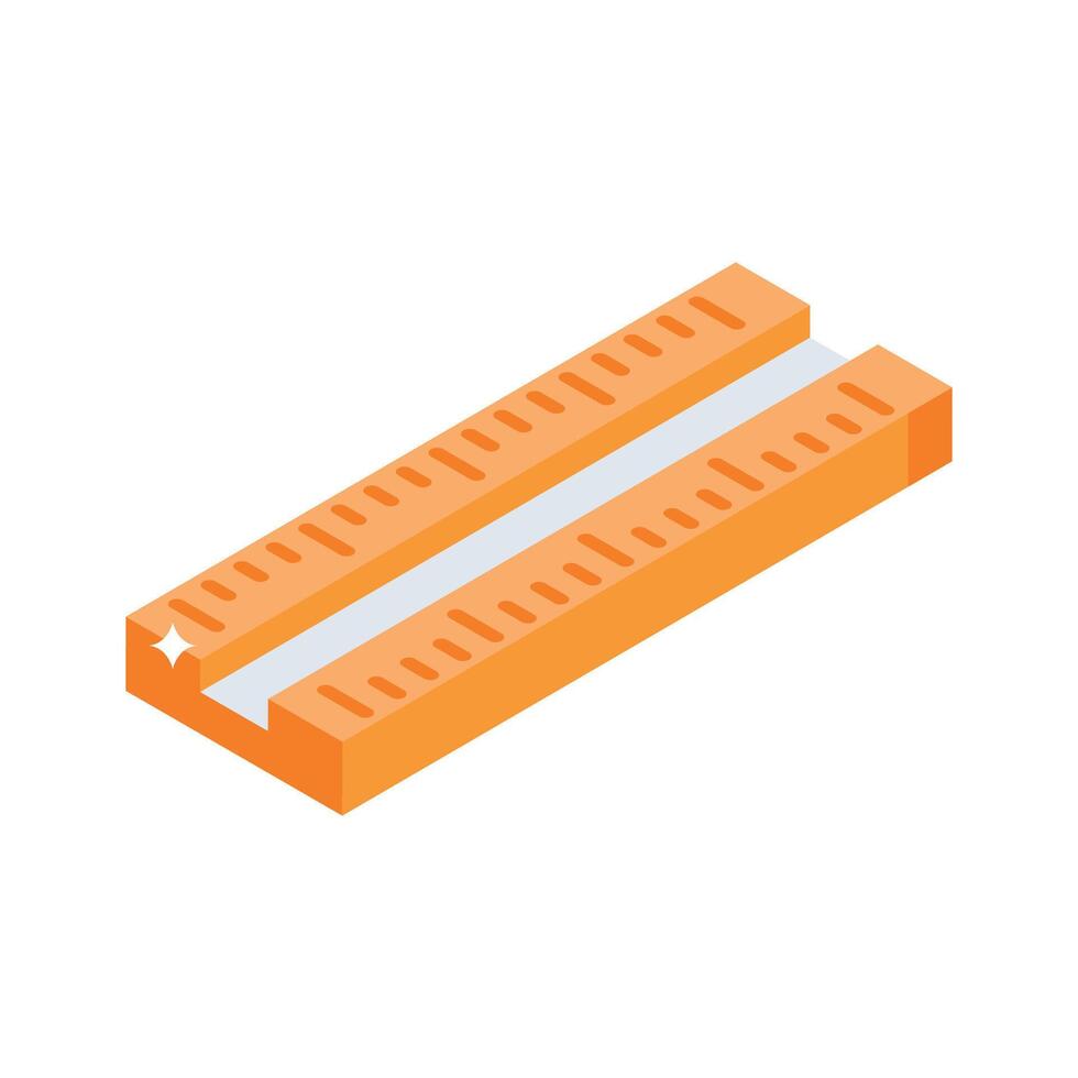 A captivating isometric icon showing standard measuring ruler scale vector