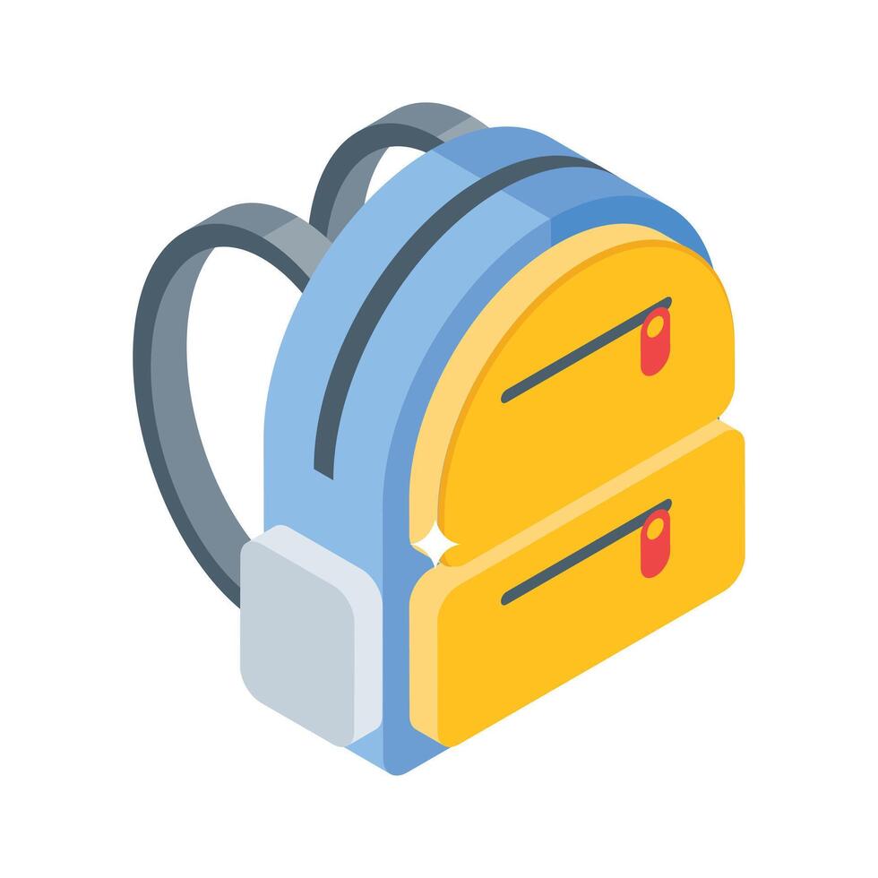 A modern isometric icon of packed school bag vector