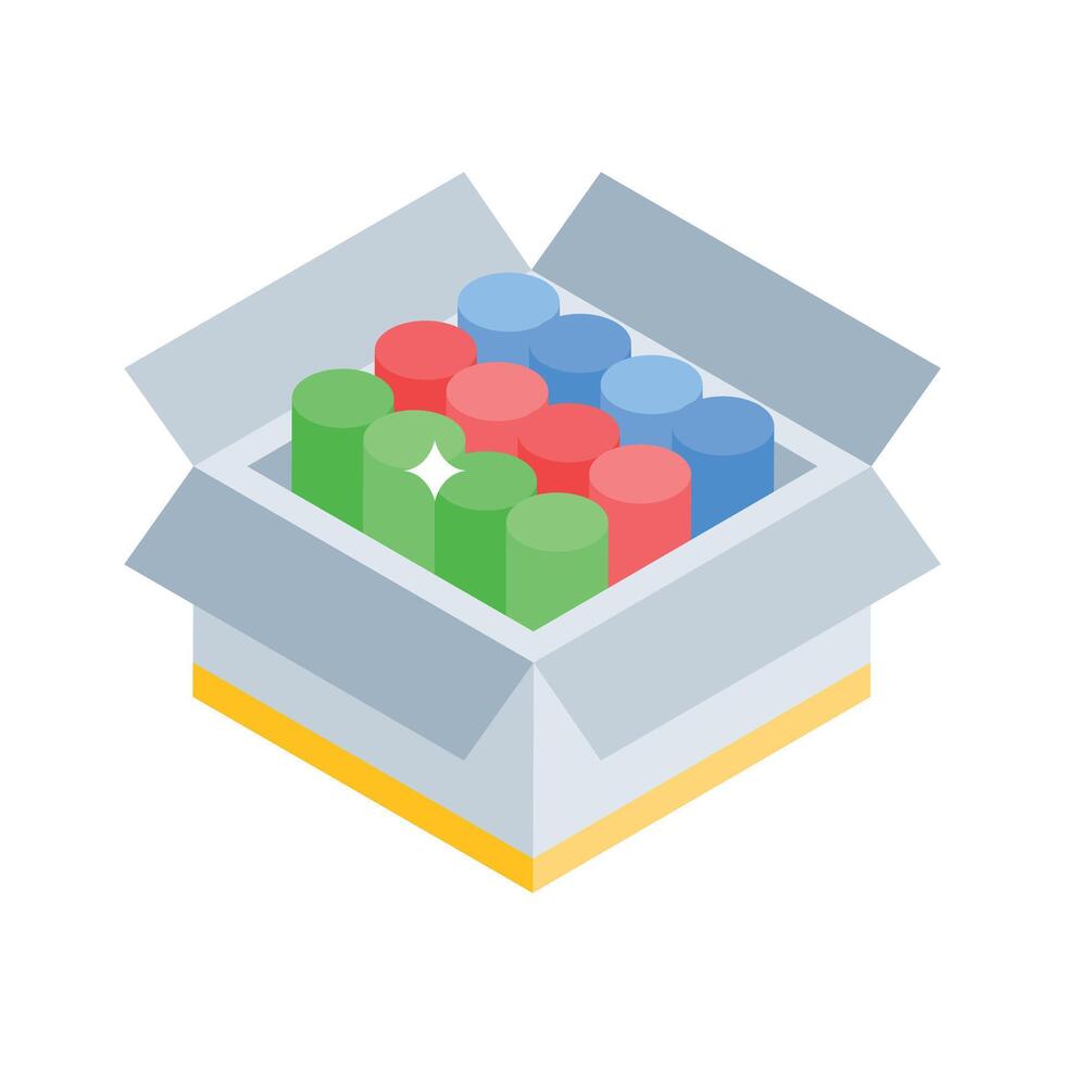 A colorful isometric icon showing dusty classroom chalks vector
