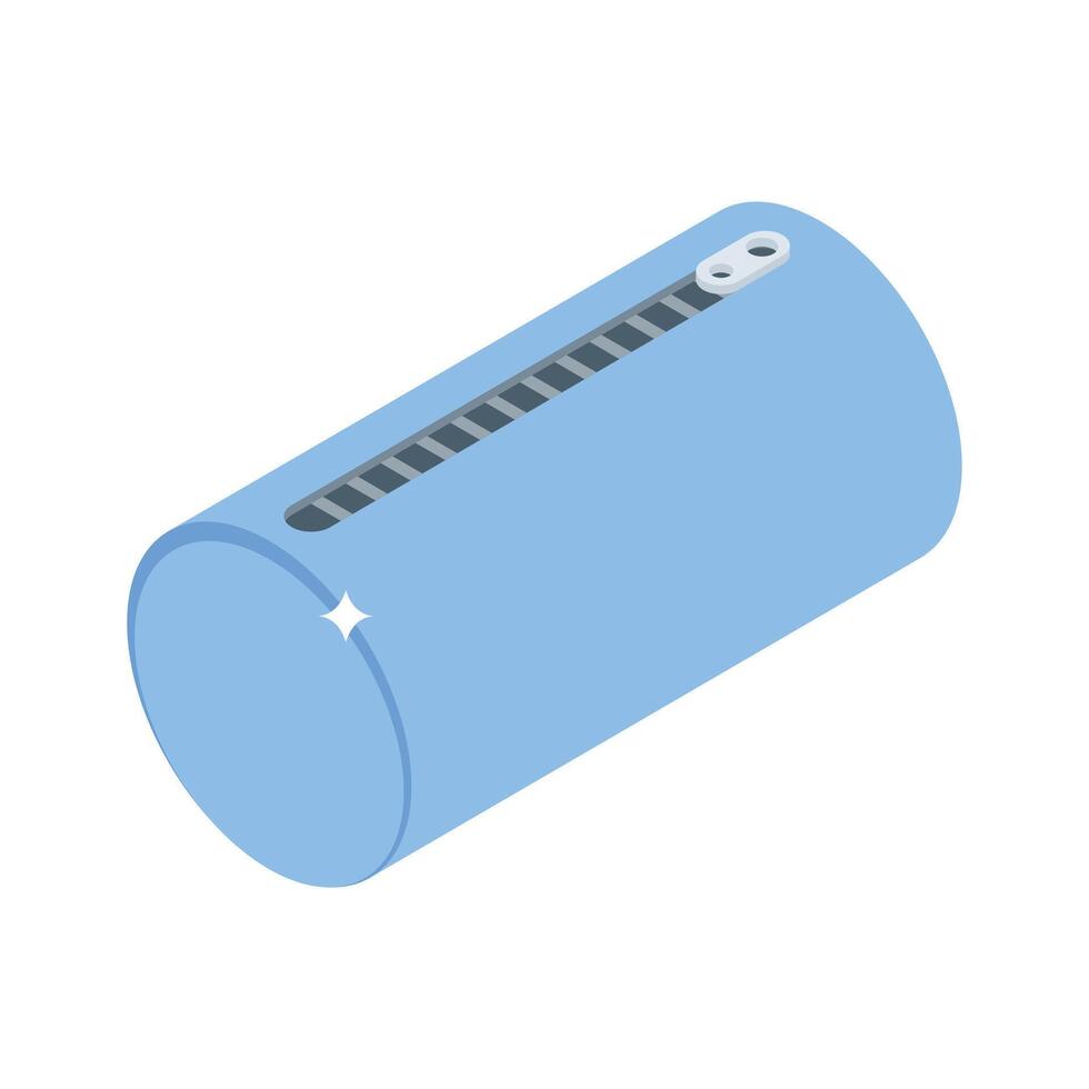 A trendy isometric icon showing organized stationery pouch zippered vector
