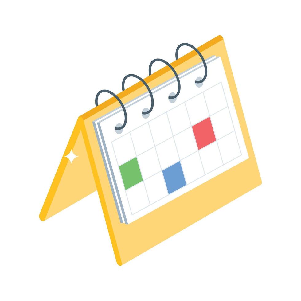 Editable isometric icon of classroom timetable schedule vector