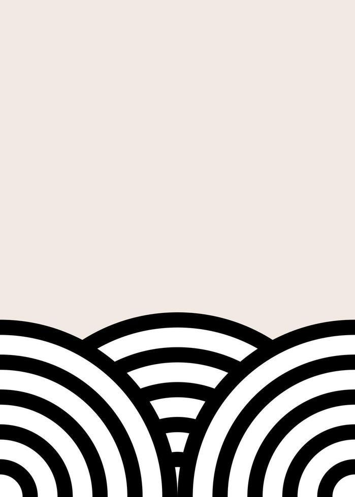 Minimalist background featuring a stylized black and white Japanese wave pattern at the bottom, with ample copy space above. Ideal for elegant designs, invitations, or serene digital content vector